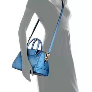 Brian Atwood Sharon Mini Metalic Satchel Bag Blue